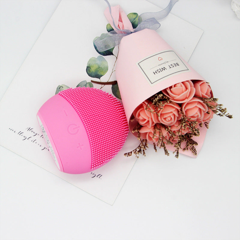 🧼💗 Rechargeable Electric Facial Brush | Silicone Gel Ultrasonic Cleansing System