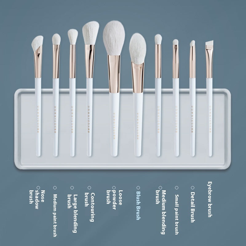 ✨ 10-Piece Portable Makeup Brush Set — Fiber Wool Beauty Tools 💄