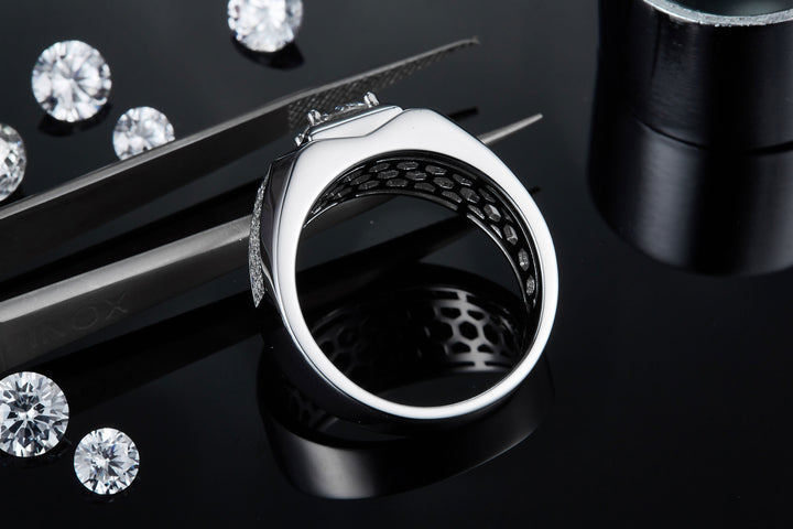 💍 Men’s 1-Carat Moissanite Ring – Platinum-Plated S925 Silver (7g, Sizes 5–9) 💍