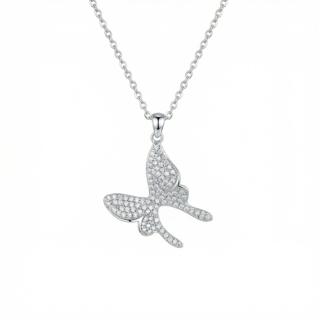 ✨ Crystal-Encrusted Butterfly Necklace