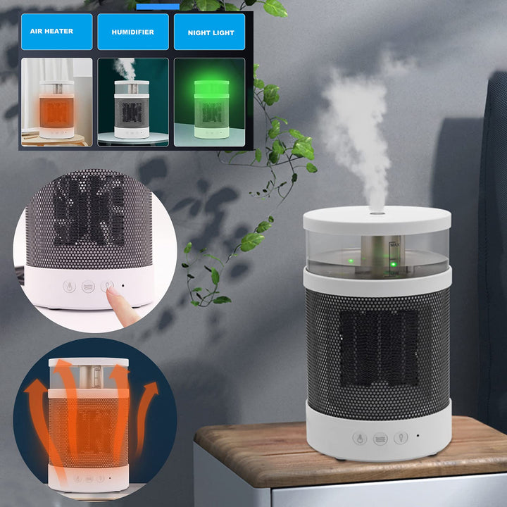 🔥💧 3-in-1 Space Heater | Fast Heating + Humidifier + Night Light 🌈