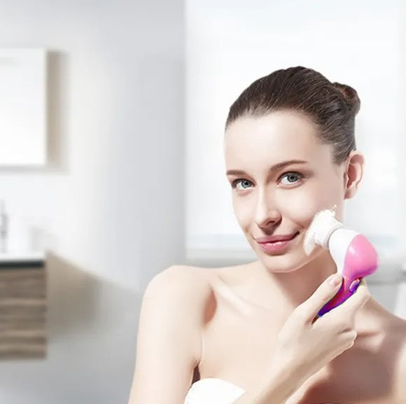 🧼💖 Waterproof Facial Cleansing Brush | 5-in-1 Spin Cleaning System