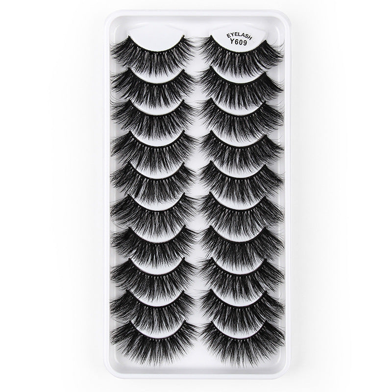 👁️✨ 3D European & American Cat Eye False Eyelashes – Natural Thick Fluffy Lash Set