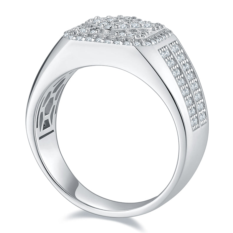 💍 Men’s Minimalist Moissanite Ring – Platinum-Plated S925 Silver (7.3g, Sizes 5–9) 💍