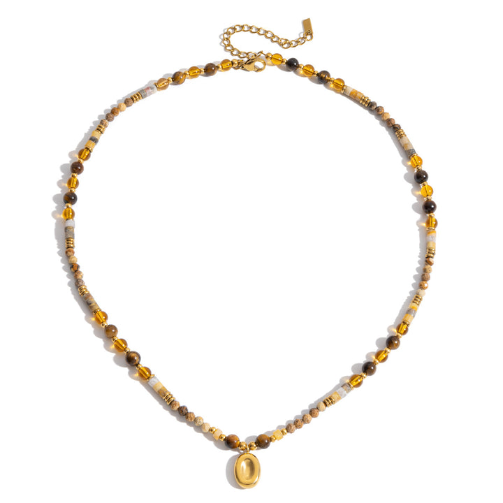 Women’s Tiger’s Eye Natural Stone & Crystal Beaded Necklace – Light Luxury Clavicle Chain