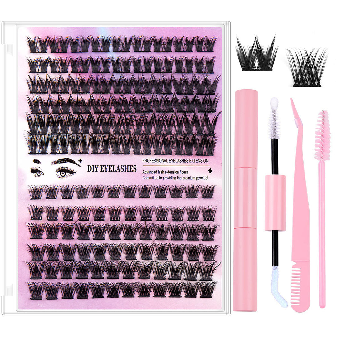 👁️✨ Segmented Hairy Fishtail Wheat Lazy Trilogy False Eyelashes – DIY Cluster Lash Kit