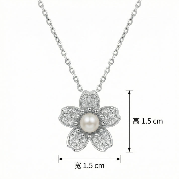 🌸 925 Sterling Silver Flower & Pearl Necklace