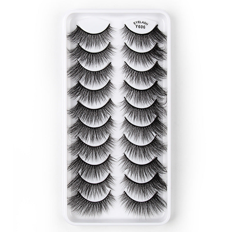 👁️✨ 3D European & American Cat Eye False Eyelashes – Natural Thick Fluffy Lash Set
