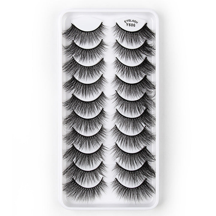 👁️✨ 3D European & American Cat Eye False Eyelashes – Natural Thick Fluffy Lash Set