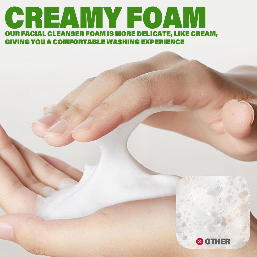 🧼💗 Amino Acid Foaming Facial Cleanser with Silicone Brush | Gentle Deep Clean for All Skin Types