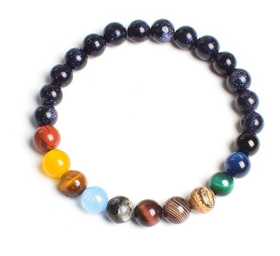 Colorful Volcanic Rock & Blue San Yoga Agate Beads Bracelet – Unisex