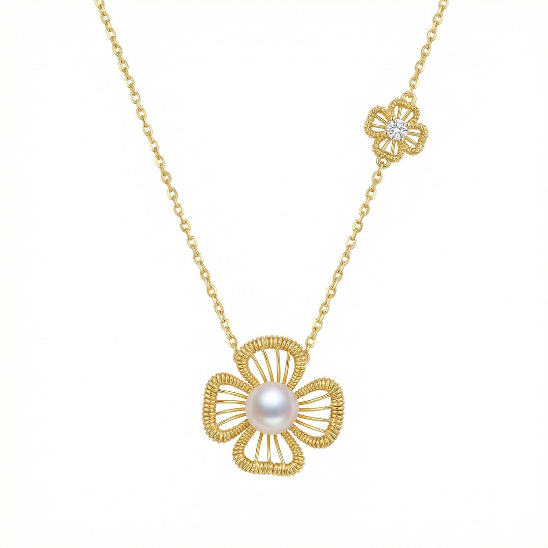 ✨ 925 Sterling Silver Pearl Floral Necklace