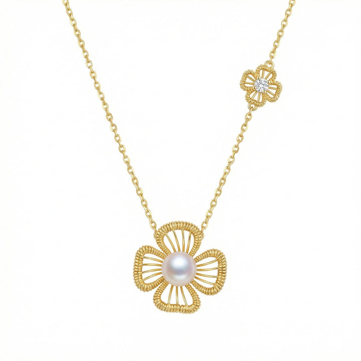 ✨ 925 Sterling Silver Pearl Floral Necklace