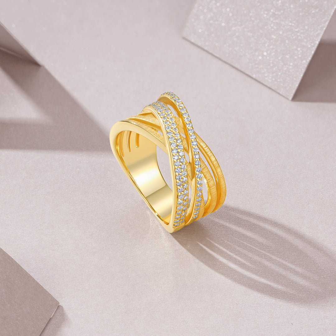💍 Engraved Minimalist Moissanite Ring – Gold-Plated S925 Silver (7g, Sizes 5–9) 💍