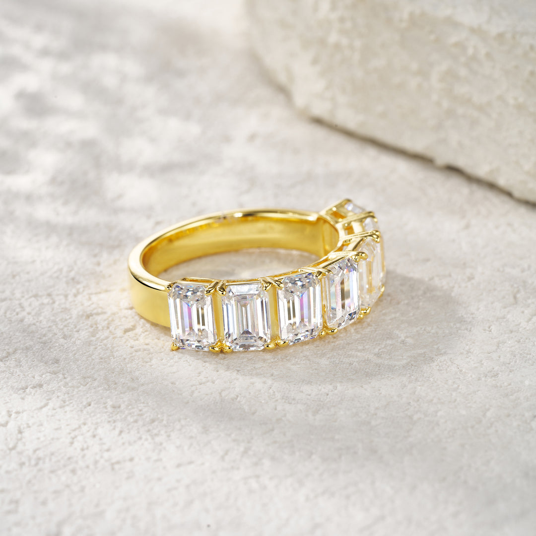 💍 Pillow-Shaped Engraved Moissanite Ring – Gold-Plated S925 Silver (4.6g, Sizes 5–9) 💍