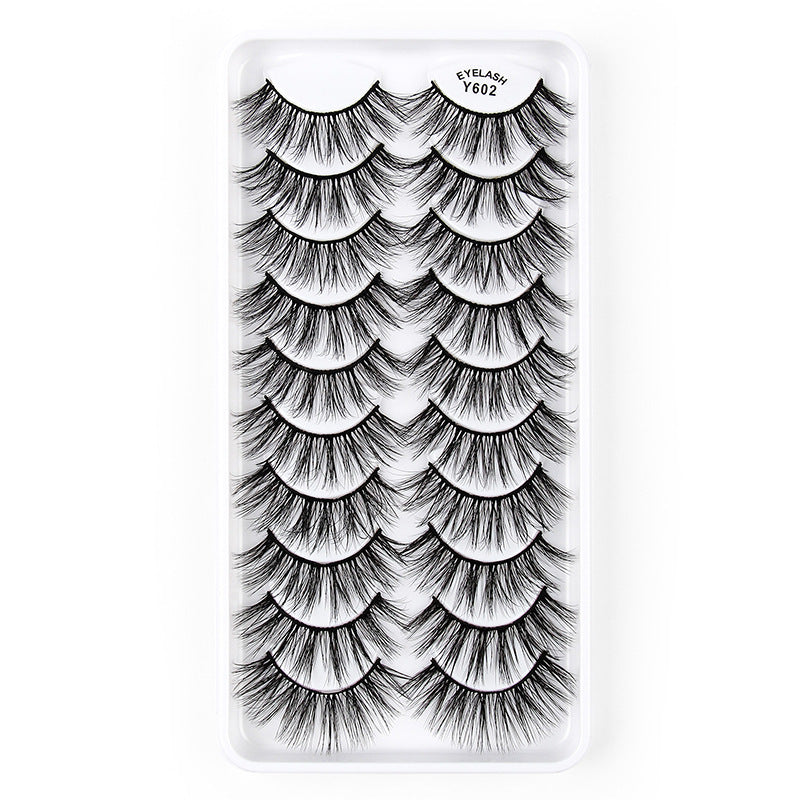 👁️✨ 3D European & American Cat Eye False Eyelashes – Natural Thick Fluffy Lash Set