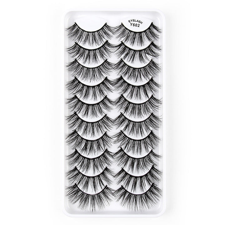 👁️✨ 3D European & American Cat Eye False Eyelashes – Natural Thick Fluffy Lash Set