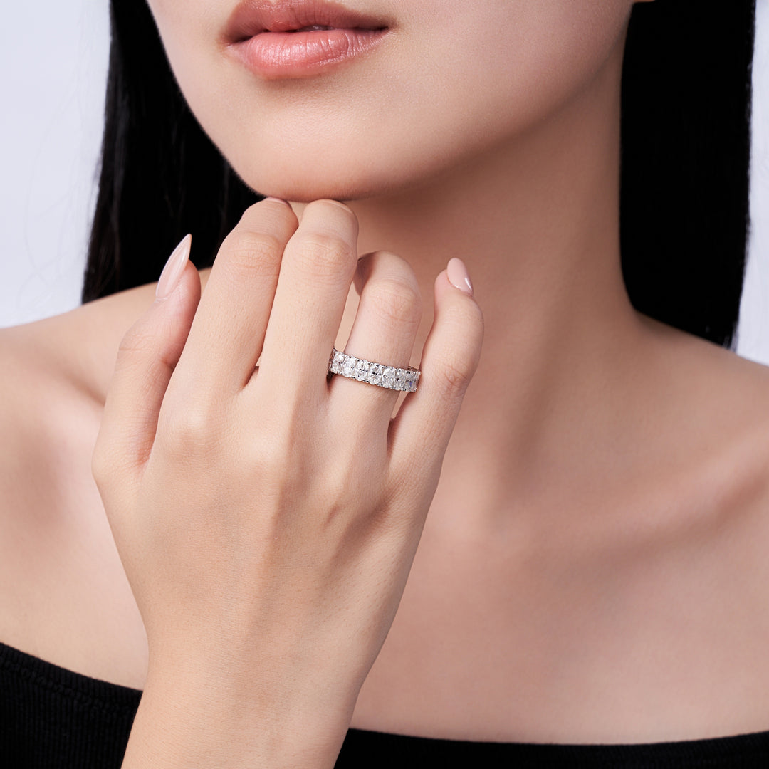 💍 Minimalist Moissanite Ring – Platinum-Plated S925 Silver (4g, Sizes 5–9) 💍