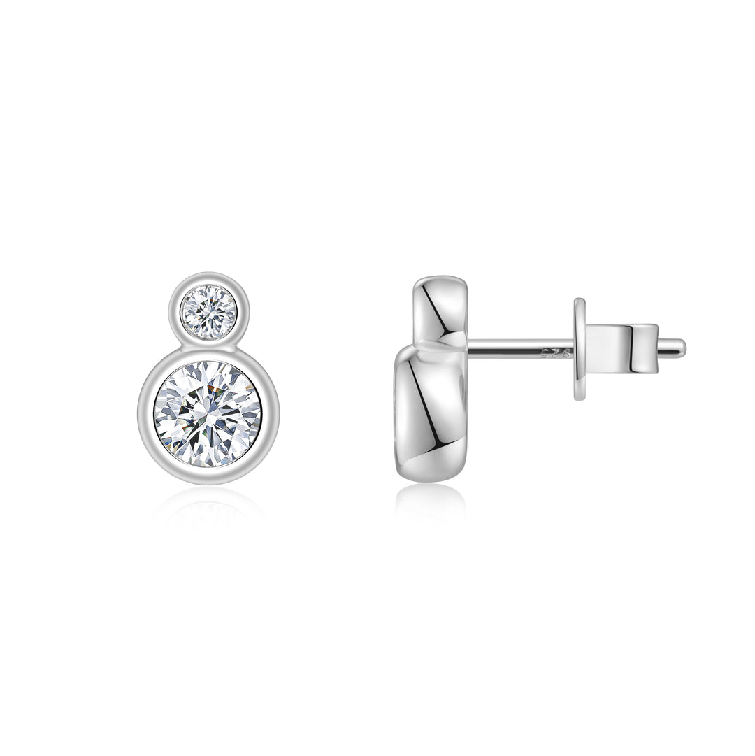 Minimalist Moissanite Stud Earrings – Platinum-Plated S925 Silver