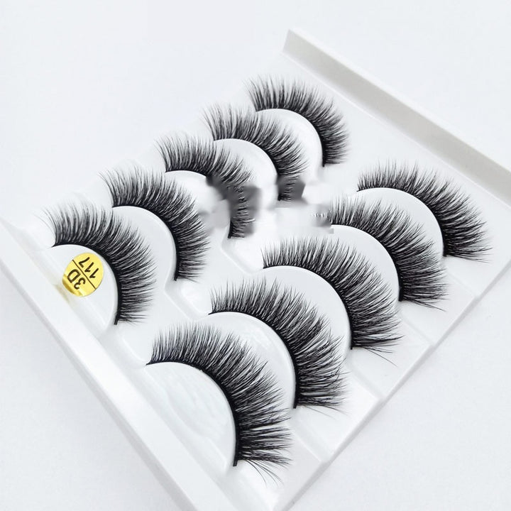 👁️✨ Multi-layer 3D Thick Big Eye False Eyelashes – 5 Pairs Set