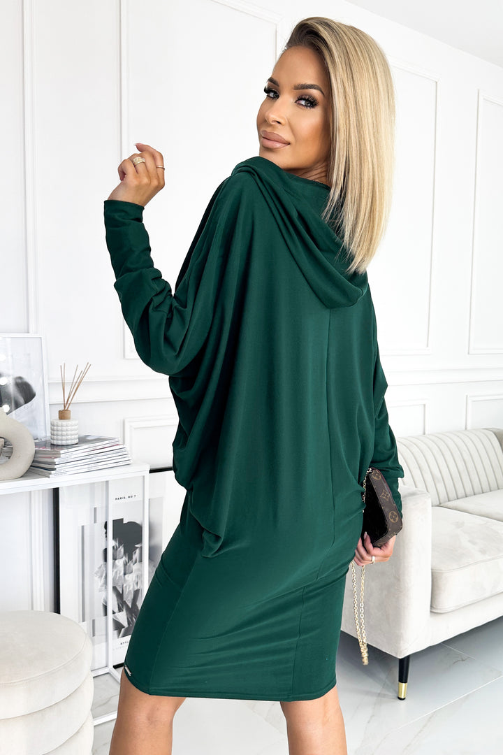 Bat dress with a hood - green