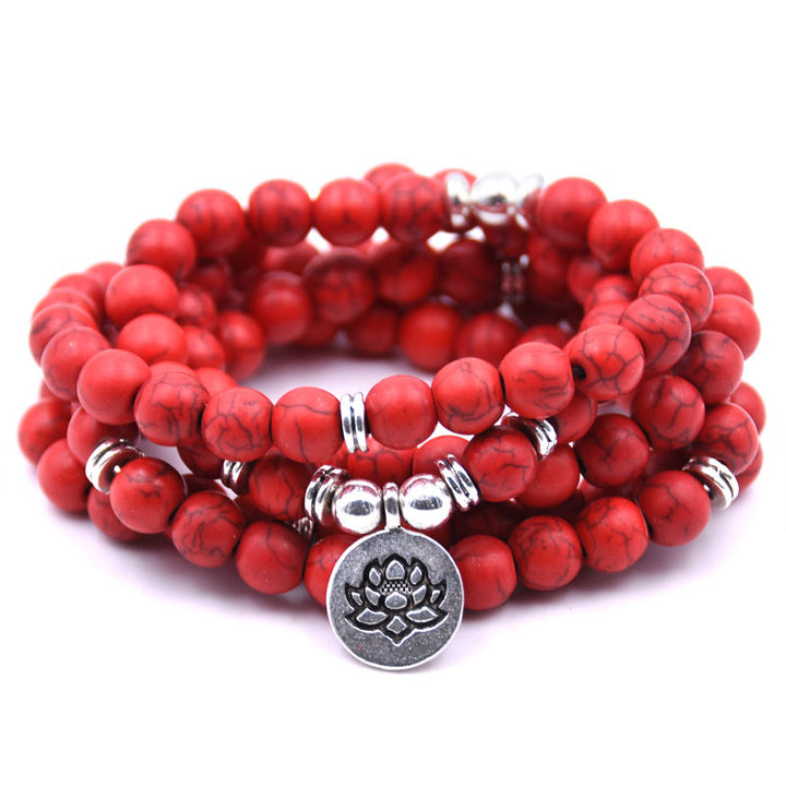 Silver Lotus Pendant Buddha Bead Bracelet – Spiritual Yoga Jewelry