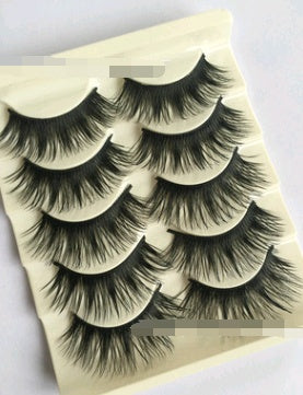 👁️✨ Thick Cross False Eyelashes – 5 Pairs Handmade Wispy Lash Set