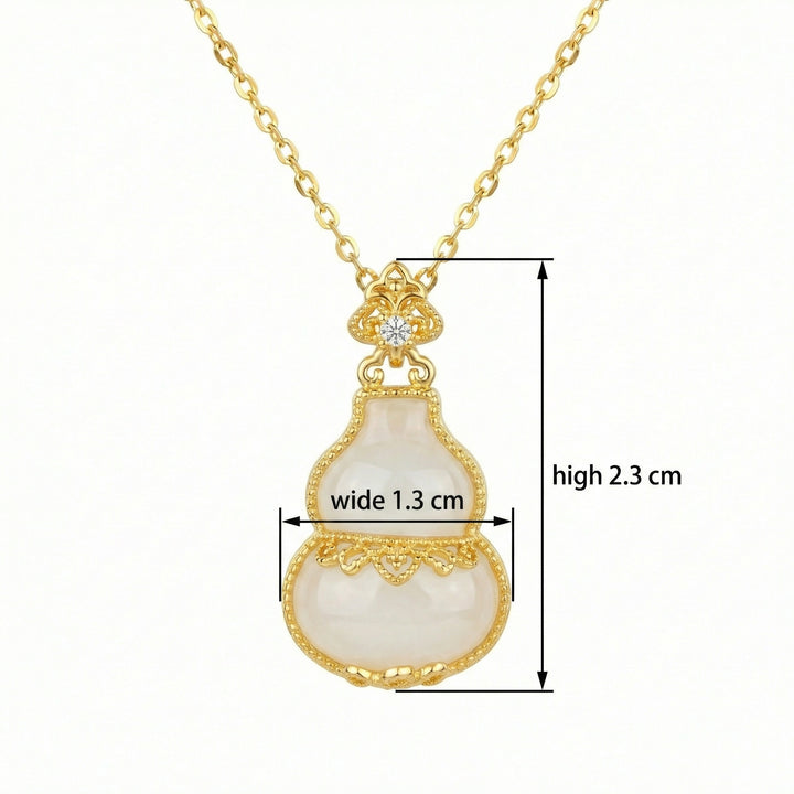 925 Sterling Silver Elegant White Gourd Pendant Necklace with Sparkling Crystal Accent