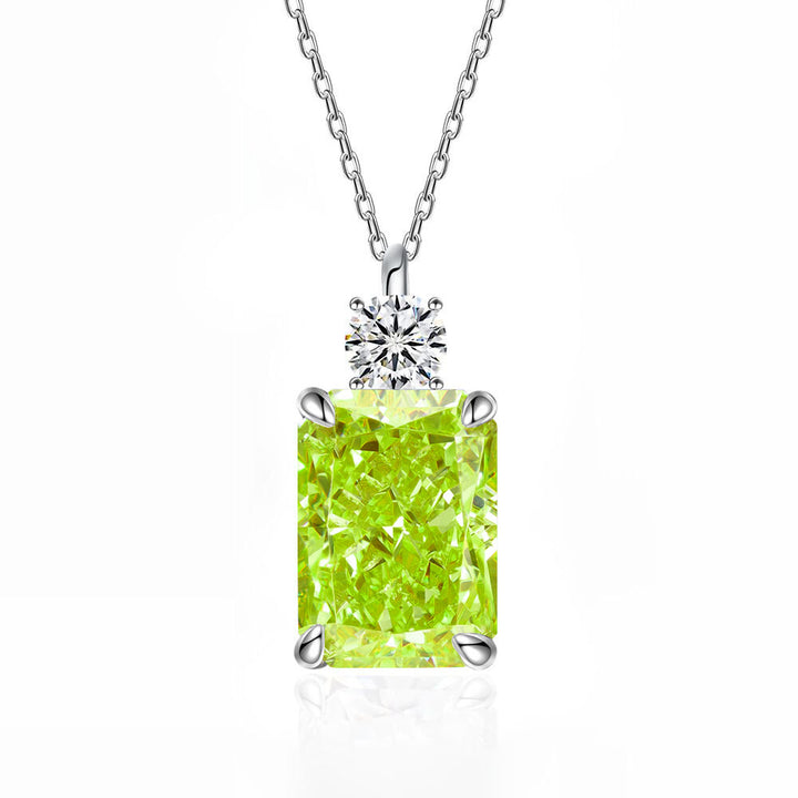 Women’s Deep Tanzanite Rectangular Necklace – 925 Silver Ice-Flower Cut Diamond Pendant
