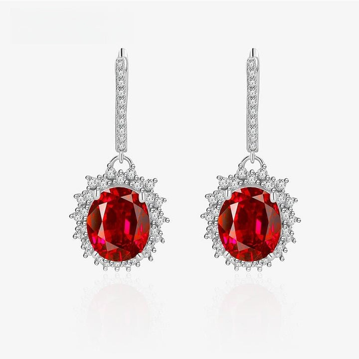 S925 Sterling Silver Padma Red Drop Earrings – Elegant 10–12mm Ear Hook Jewelry
