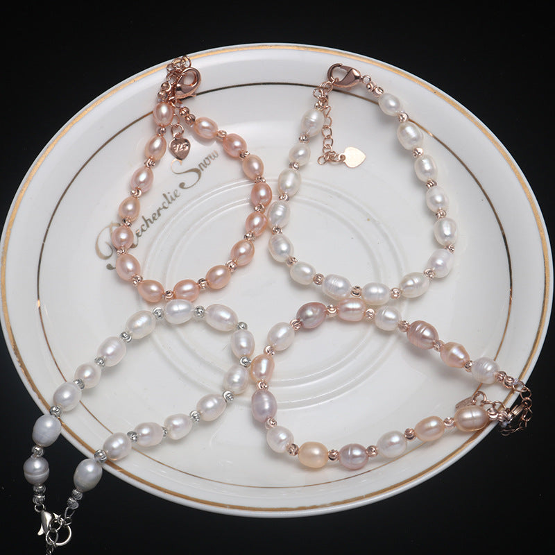 Natural Freshwater Pearl Rice-Shaped Bracelet – Elegant & Adjustable