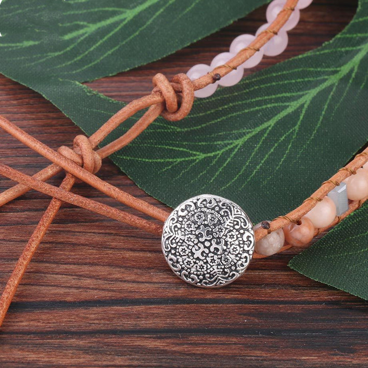 Natural Stone Beads Red Wood Grain Bracelet