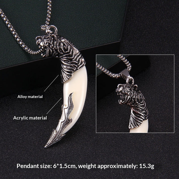 Bold Wolf Tooth & Dragon Head Necklace – Stainless Steel Pendant Jewelry