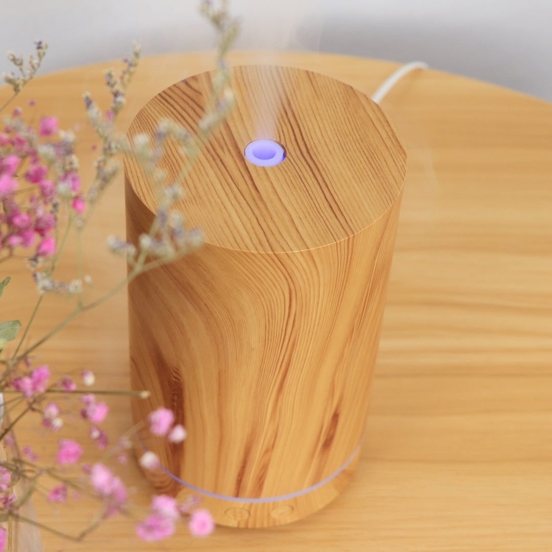 🌿💧 Wood Grain Humidifier | Compact Aromatherapy Diffuser 🌙✨