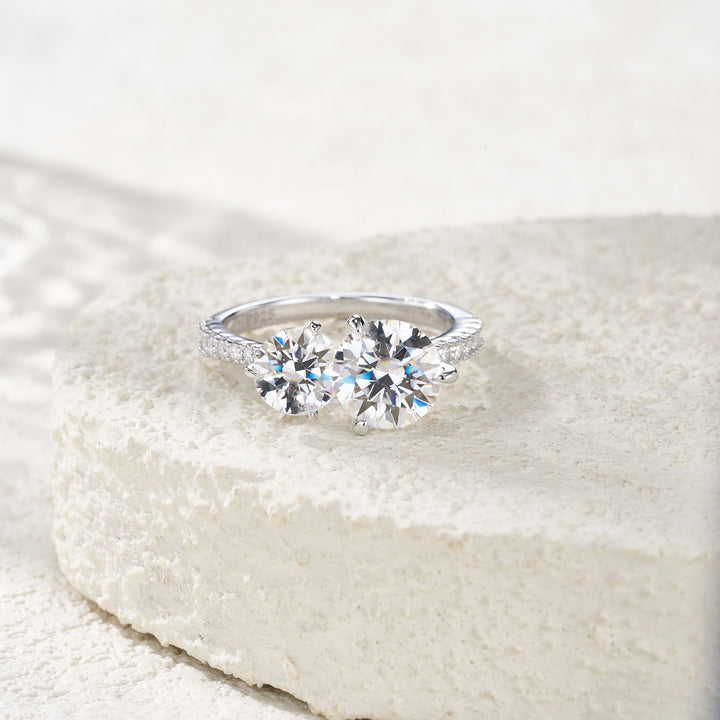 💍 Double Moissanite Minimalist Ring – Platinum-Plated S925 Silver (3g, Sizes 5–9) 💍