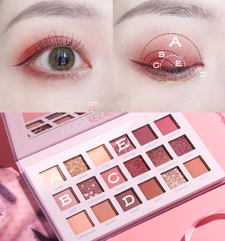 ✨ 18-Color Desert Rose Eyeshadow Palette – Glitter, Pearly & Matte Makeup Set ✨