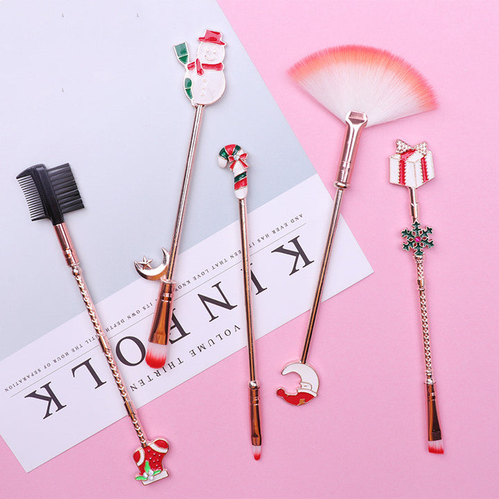 ✨ Christmas Moose Makeup Brush Set — Soft Fiber Beauty Tools 🎄🦌💄