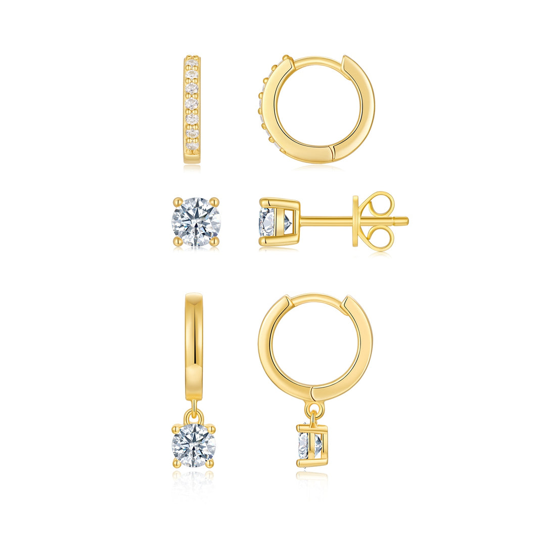 Luxury Minimalist Moissanite Earrings – Gold-Plated S925 Silver (0.1 Carat)