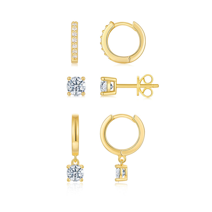 Luxury Minimalist Moissanite Earrings – Gold-Plated S925 Silver (0.1 Carat)
