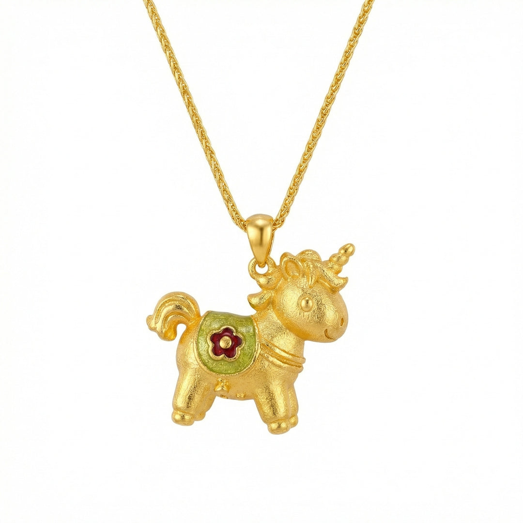 ✨ 925 Sterling Silver Mythical Unicorn Pendant Necklace with Floral Saddle Detail ✨