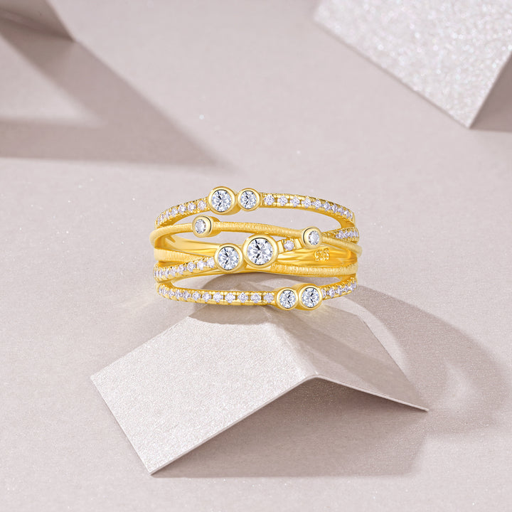 💍 Engraved Minimalist Moissanite Ring – Gold-Plated S925 Silver (7g, Sizes 5–9) 💍