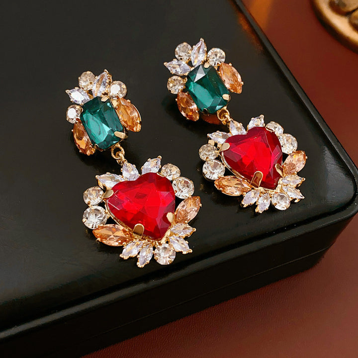 Ethnic Style Turquoise & Zircon Flower Necklace and Earrings  – Women’s Jewelry
