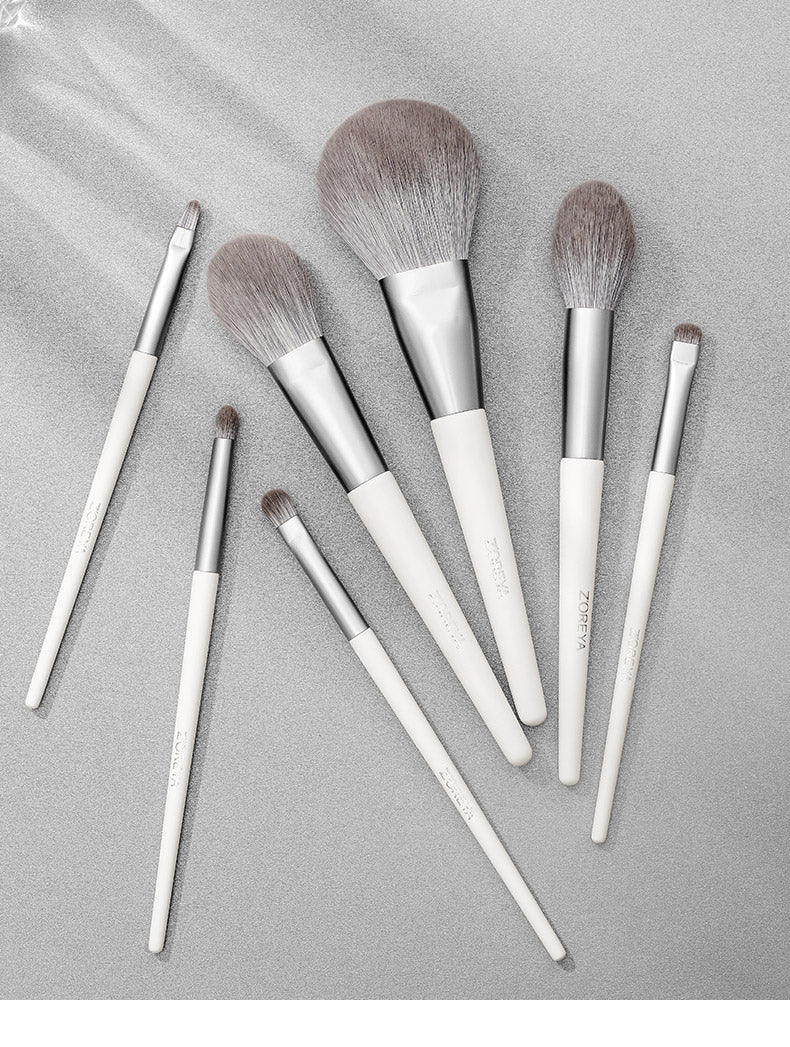 ✨ Silver Foxtail 10-Piece Makeup Brush Set — Beauty Tools Kit 💄🦊