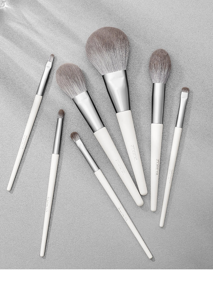 ✨ Silver Foxtail 10-Piece Makeup Brush Set — Beauty Tools Kit 💄🦊