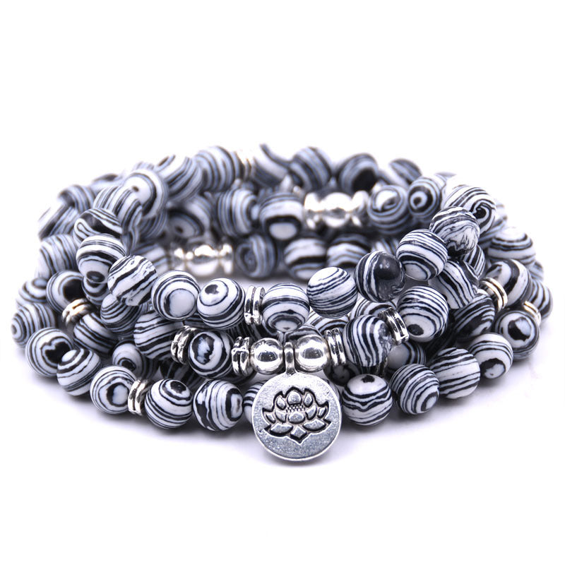 Silver Lotus Pendant Buddha Bead Bracelet – Spiritual Yoga Jewelry