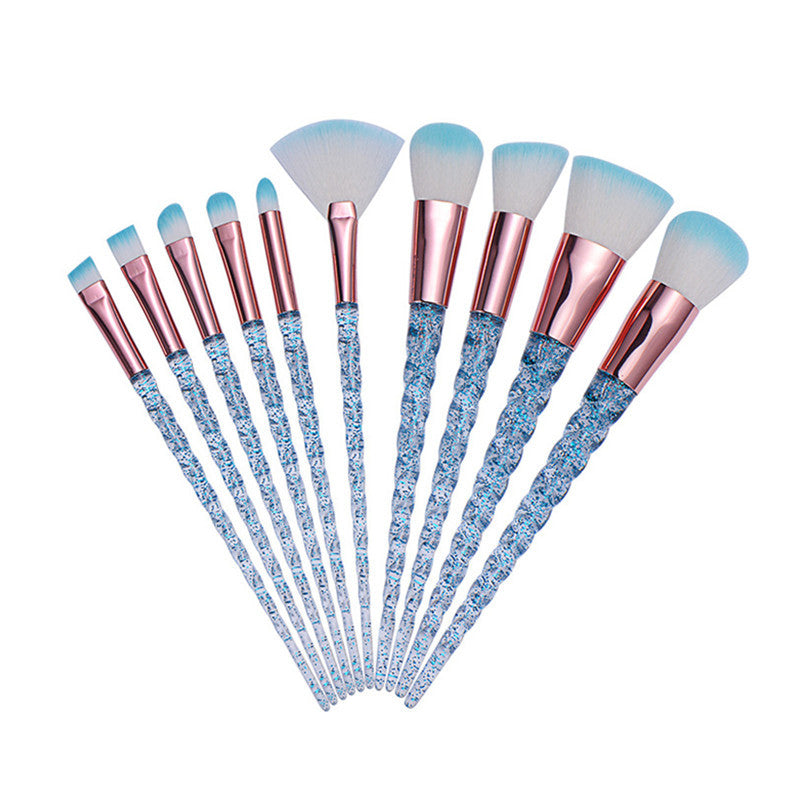✨ Makeup Brush Transparent Glitter Spiral Set — Beauty Tools Kit 💄✨