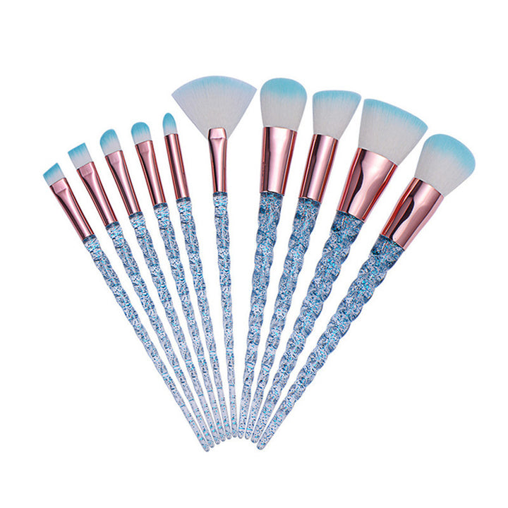 ✨ Makeup Brush Transparent Glitter Spiral Set — Beauty Tools Kit 💄✨