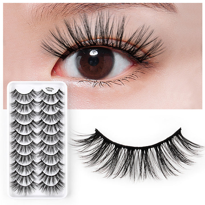 👁️✨ 3D European & American Cat Eye False Eyelashes – Natural Thick Fluffy Lash Set
