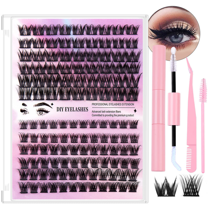 👁️✨ Segmented Hairy Fishtail Wheat Lazy Trilogy False Eyelashes – DIY Cluster Lash Kit