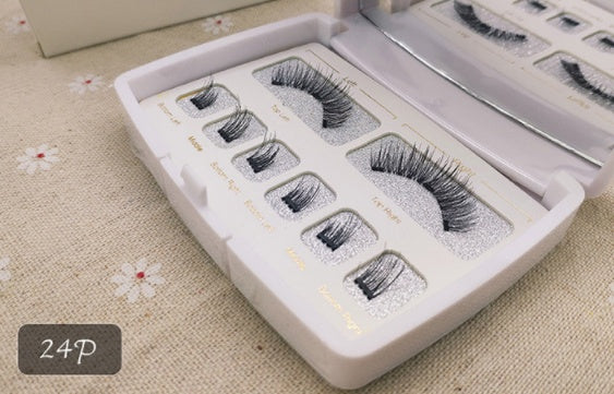 🧲👁️ Magnetic Eyelashes – Handmade Cross Style Reusable Lash Set with Mirror Case